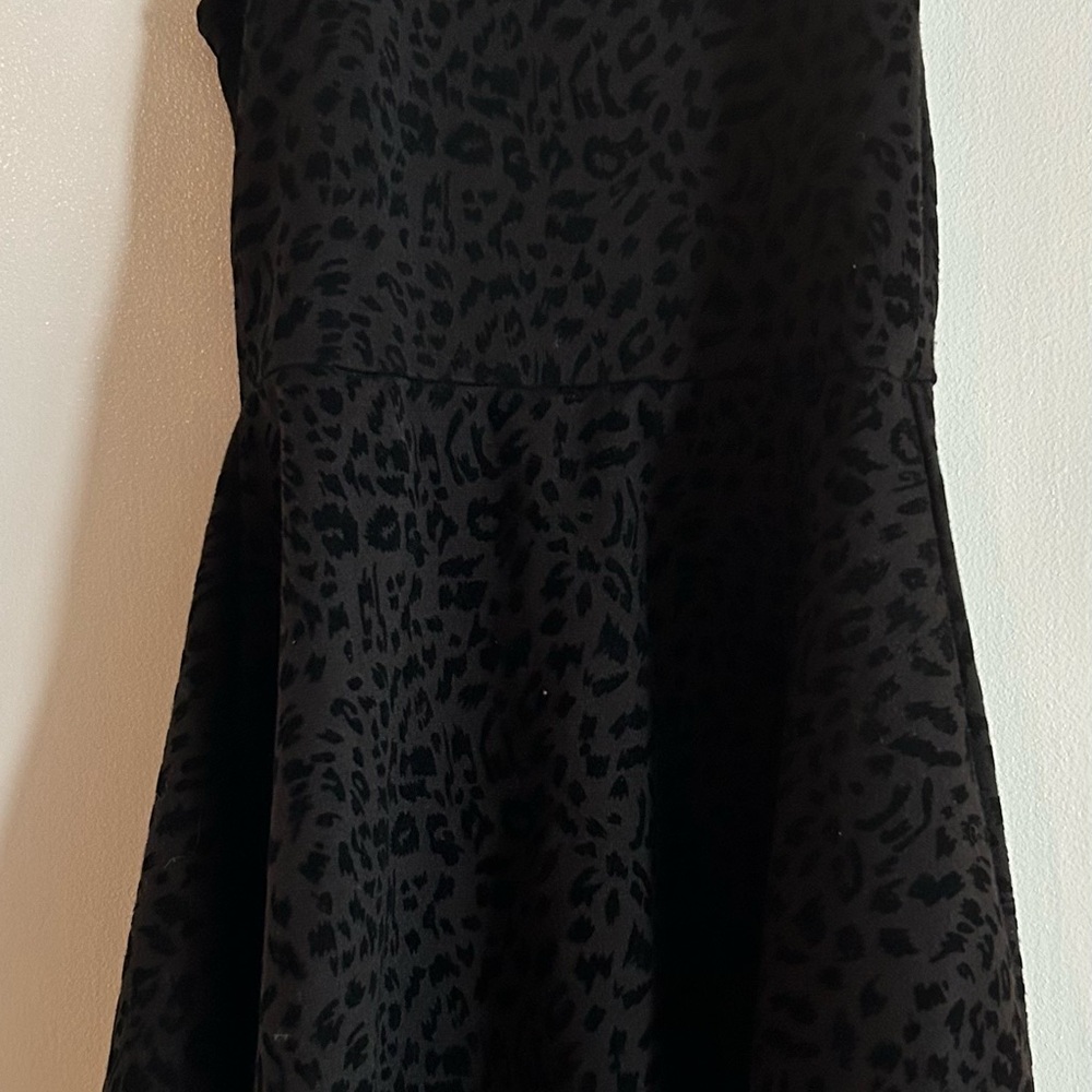 Black Leopard Print Kids Dress